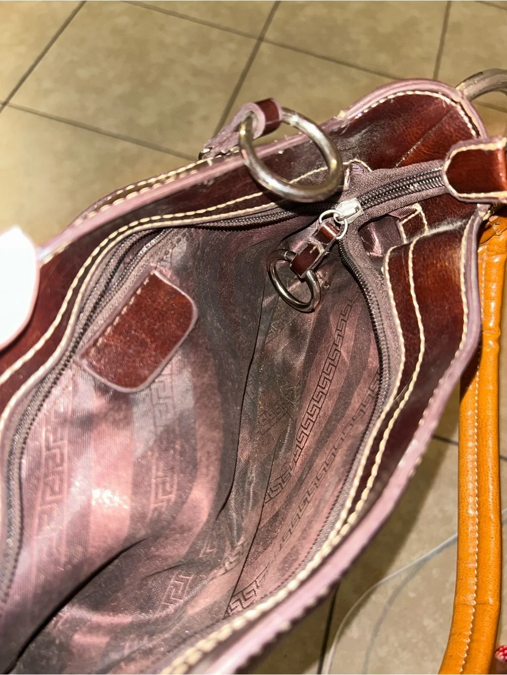 Y2K Brown shoulder purse with a large 'S'